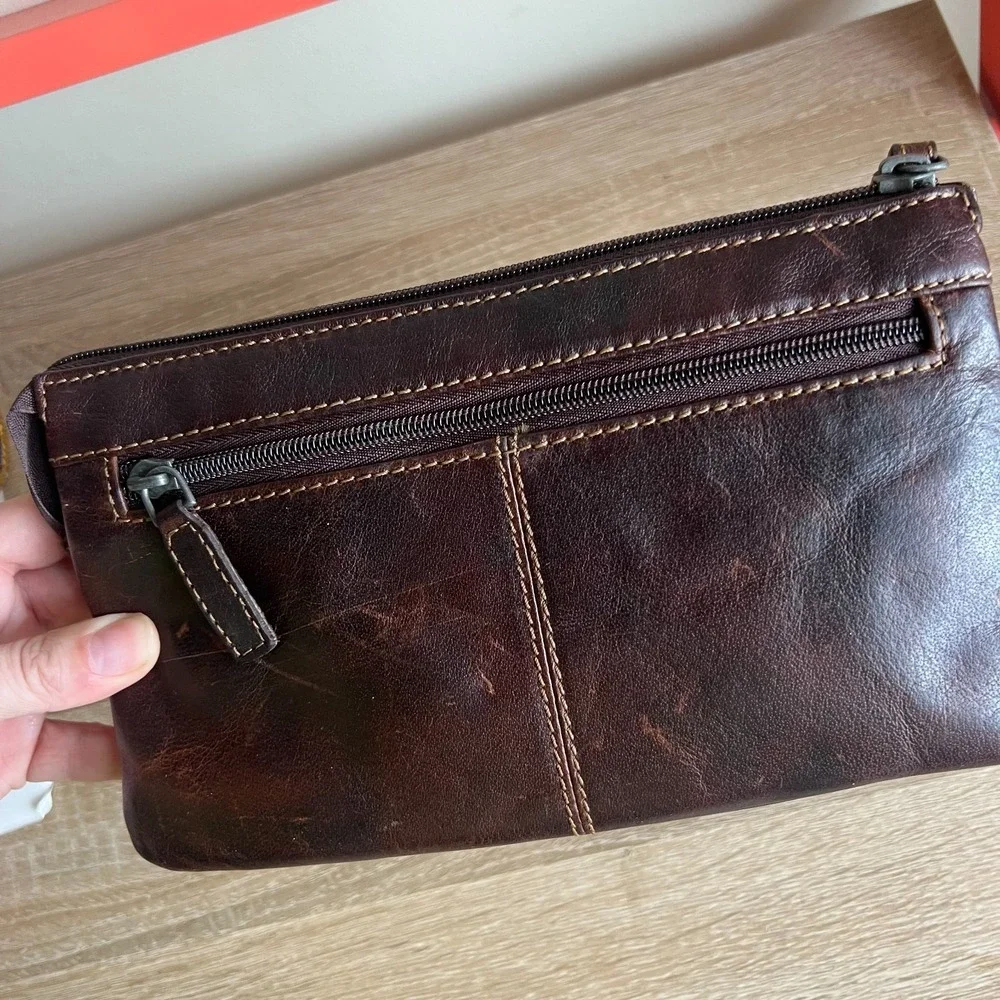 Jack Georges Leather Wallet/Credit Card Zippered Pouch Quiet Luxury Classic